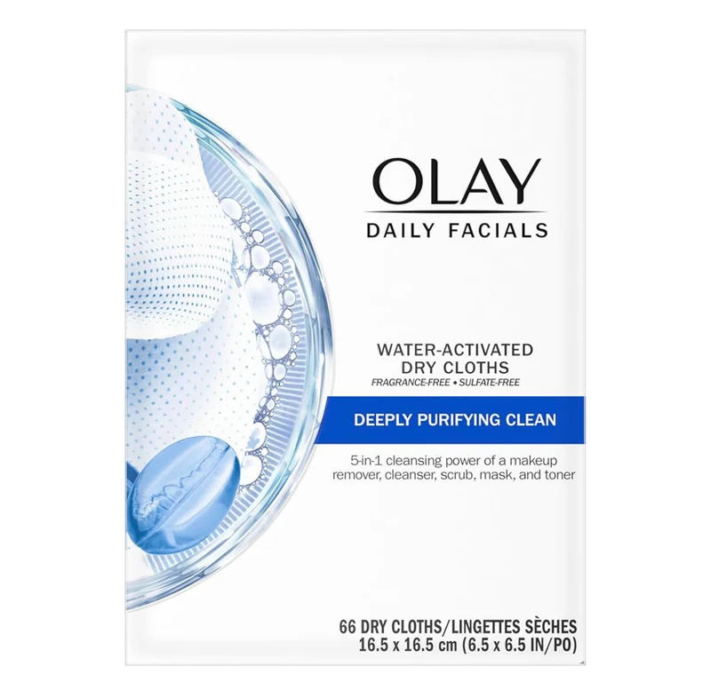 Olay Cleansing Wipes, Daily Facials, Power of a Makeup Remover, Scrub, Toner, Mask and Cleanser Vitamin Complex-Infused Formula (66 ct)