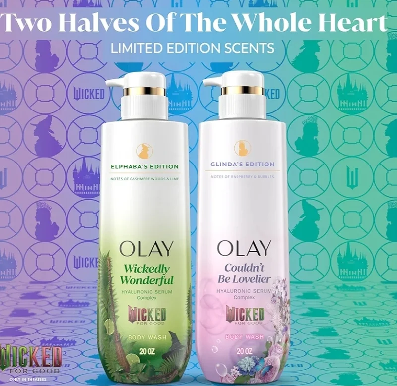 Olay Body Wash Wickedly Wonderful Elphaba’s Edition, Intensely Hydrating Pro-Hyaluronic Acid Serum w/ Vitamin B3 - Cashmere Woods & Lime Scent (2 ct)