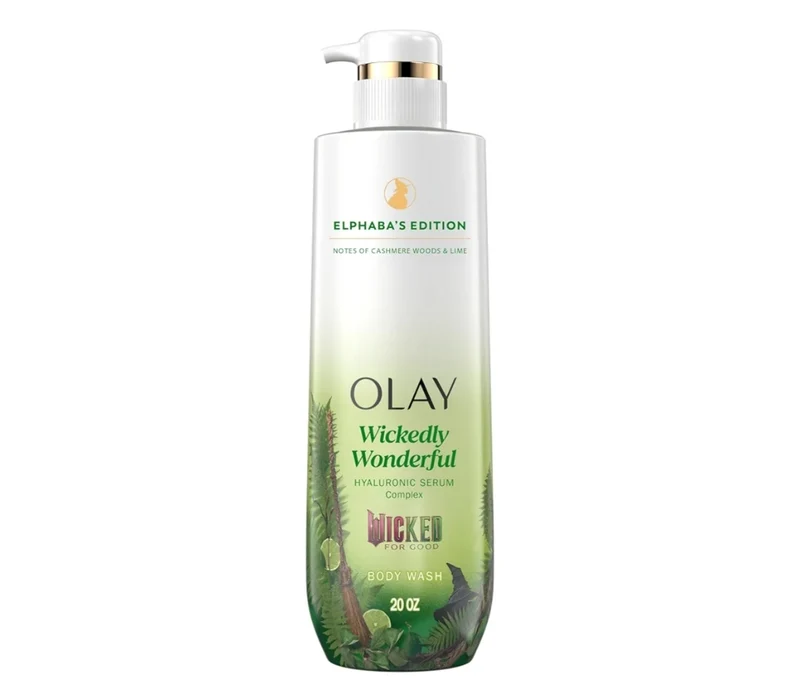 Olay Body Wash Wickedly Wonderful Elphaba’s Edition, Intensely Hydrating Pro-Hyaluronic Acid Serum w/ Vitamin B3 - Cashmere Woods & Lime Scent (2 ct)