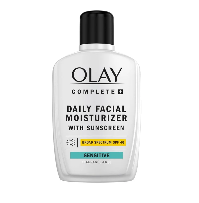 Olay Complete+ Face Moisturizer with Sunscreen SPF 40, For Sensitive Skin, Broad Spectrum Nourishes Moisture Barrier - Ceramides 6 Oz