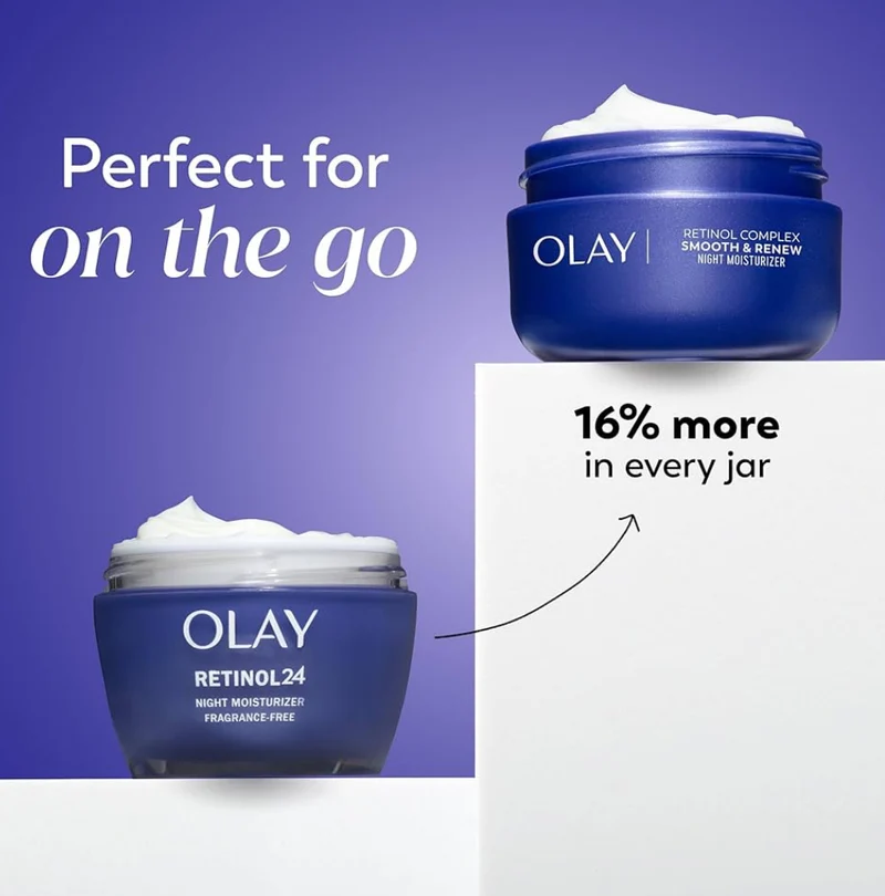 Olay Retinol Face Moisturizer, Smooth & Renew Cream for Women, Fragrance-Free - Anti-Aging, Anti-Wrinkle, Smooth Fine Lines, Tightening, Brightening - Recyclable Sustainable Eco Jar, Non-Greasy, 2 Oz