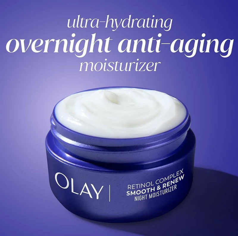 Olay Retinol Face Moisturizer, Smooth & Renew Cream for Women, Fragrance-Free - Anti-Aging, Anti-Wrinkle, Smooth Fine Lines, Tightening, Brightening - Recyclable Sustainable Eco Jar, Non-Greasy, 2 Oz
