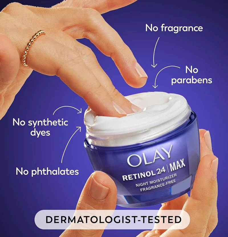 Olay Retinol Face Moisturizer, 24 MAX Anti-Aging Night Cream Anti-Wrinkle Skin Care (1.7 oz) & Trial Size Retinol Cleansing Melts (12 ct)