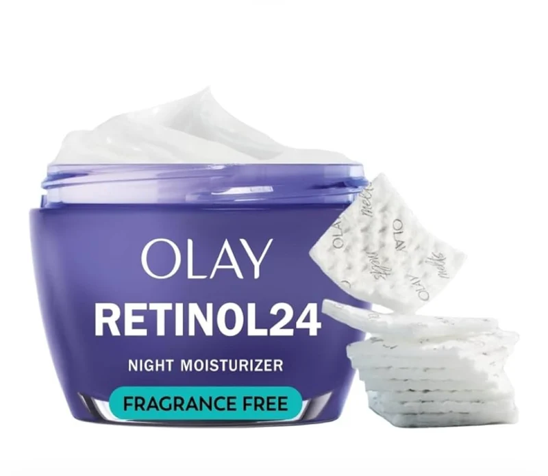 Olay Retinol 24 Face Moisturizer, Anti-Aging Night Cream Anti-Wrinkle Skin Care (1.7 oz) & Trial Size Retinol Cleansing Melts - (12 ct)
