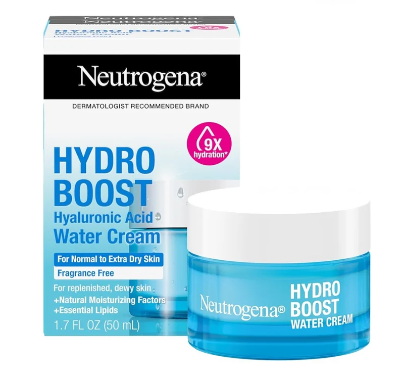 Neutrogena Hydro Boost Water Cream, 72 Hr Hydration w/ Hyaluronic Acid 1.7 oz. & Trial Size Hydro Boost Hydrating Gel Cleanser (0.5 fl oz)
