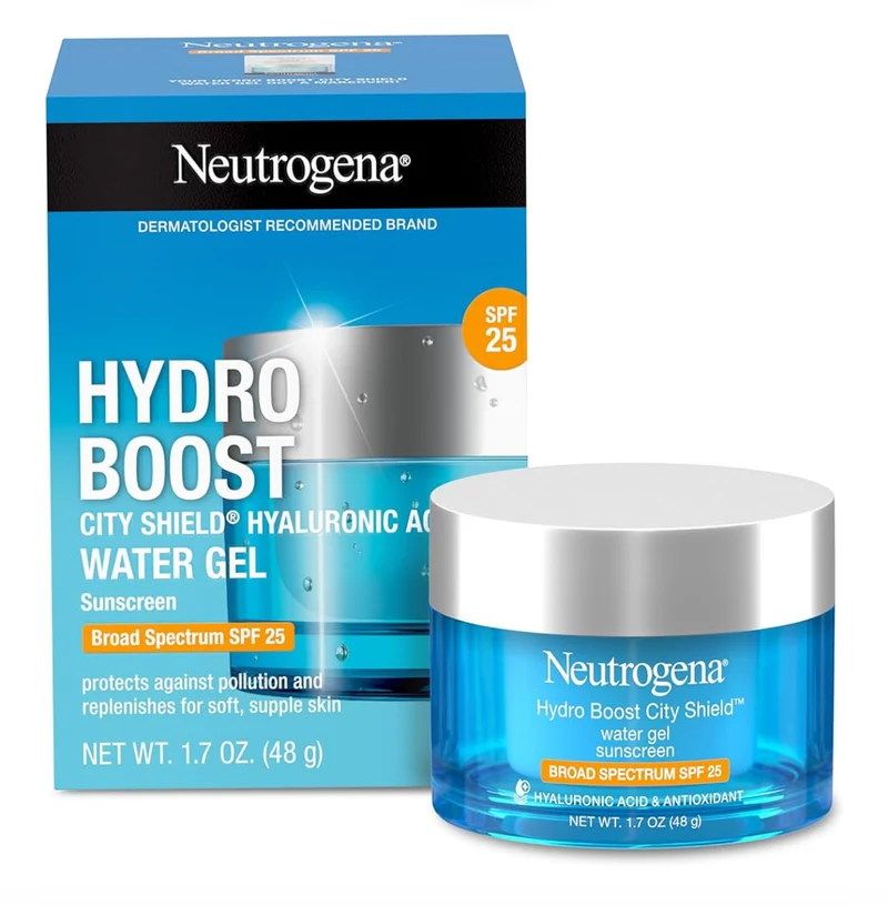 Neutrogena Hydro Boost City Shield Water Gel Face Moisturizer SPF 25 w/ Hyaluronic Acid, Oil-Free and Non-Comedogenic Face Lotion (1.7 oz)