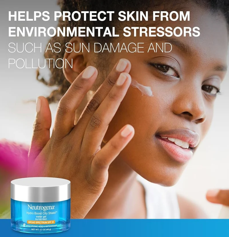 Neutrogena Hydro Boost City Shield Water Gel Face Moisturizer SPF 25 w/ Hyaluronic Acid, Oil-Free and Non-Comedogenic Face Lotion (1.7 oz)