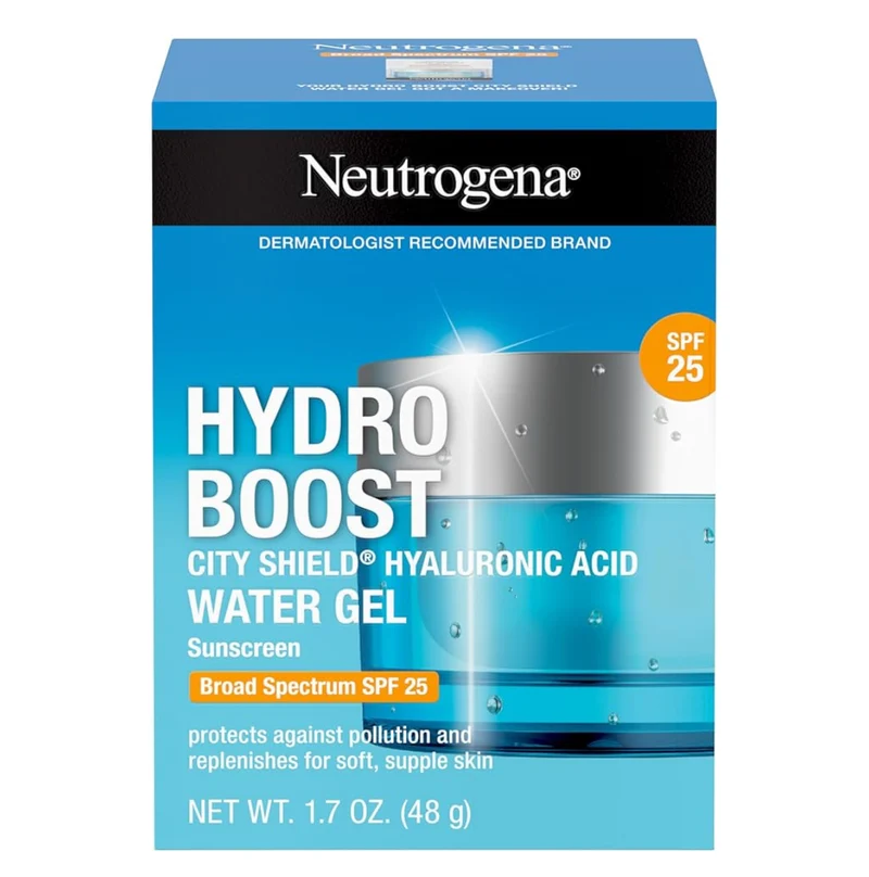 Neutrogena Hydro Boost City Shield Water Gel Face Moisturizer SPF 25 w/ Hyaluronic Acid, Oil-Free and Non-Comedogenic Face Lotion (1.7 oz)
