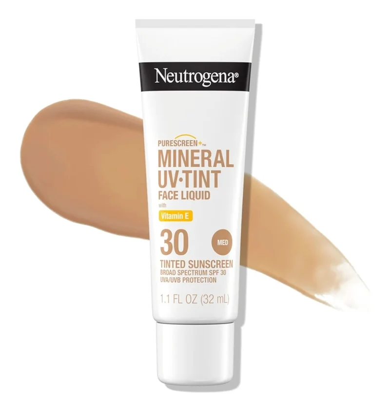 Neutrogena Purescreen+ Tinted Sunscreen for Face SPF 30 Zinc Oxide and Vitamin E, Water Resistant, Fragrance Free Medium (1.1 fl oz)