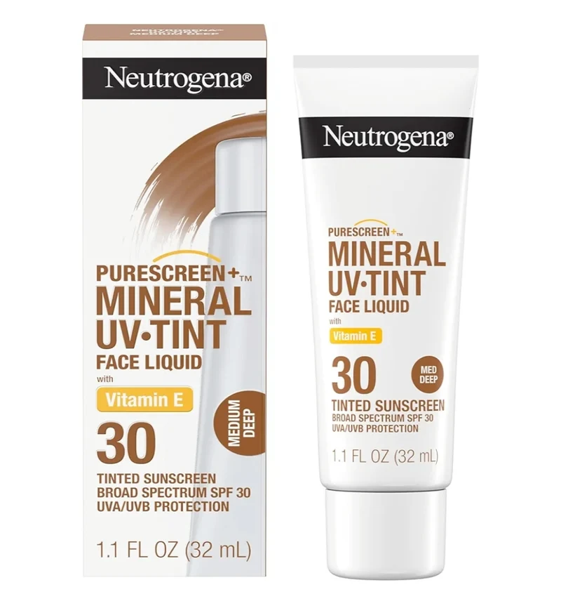 Neutrogena Purescreen+ Tinted Sunscreen for Face SPF 30, Broad Spectrum w/ Zinc Oxide,Vitamin E, Fragrance Free, Medium Deep - (1.1 fl oz)
