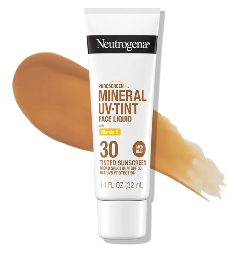 Neutrogena Purescreen+ Tinted Sunscreen for Face SPF 30, Broad Spectrum w/ Zinc Oxide,Vitamin E, Fragrance Free, Medium Deep - (1.1 fl oz)