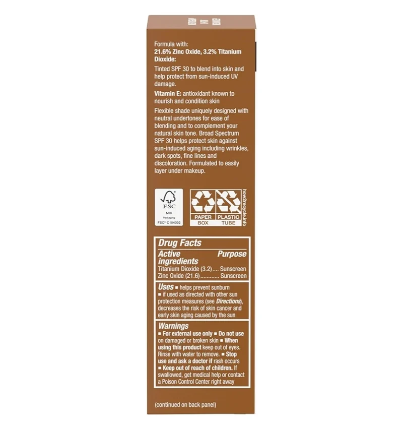 Neutrogena Purescreen+ Tinted Sunscreen for Face SPF 30, Broad Spectrum w/ Zinc Oxide and Vitamin E Medium Deep - 1.1 fl oz