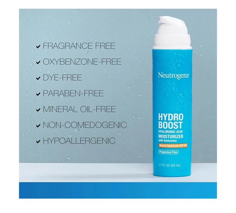 Neutrogena Hydro Boost Hyaluronic Acid Face Moisturizer w/ Sunscreen SPF 50 to Hydrate & Soothe Dry Skin - 1.7 fl. oz
