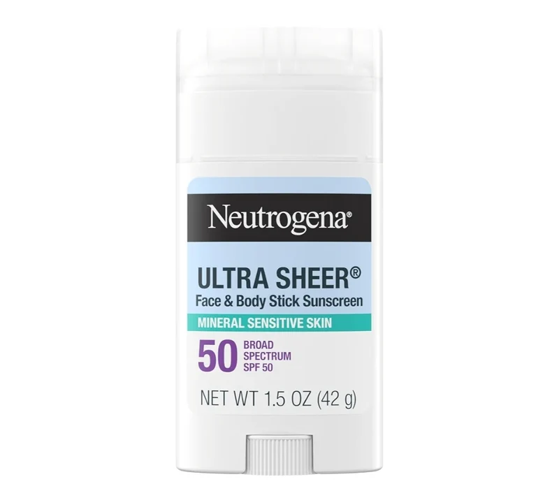 Neutrogena Ultra Sheer Dry Touch SPF 50 Mineral Sunscreen Stick for Sensitive Skin No White Residue & Vegan - 1.5 oz