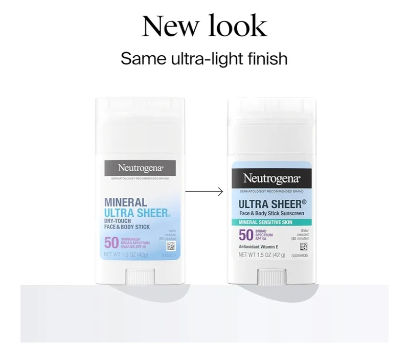 Neutrogena Ultra Sheer Dry Touch SPF 50 Mineral Sunscreen Stick for Sensitive Skin No White Residue & Vegan - 1.5 oz