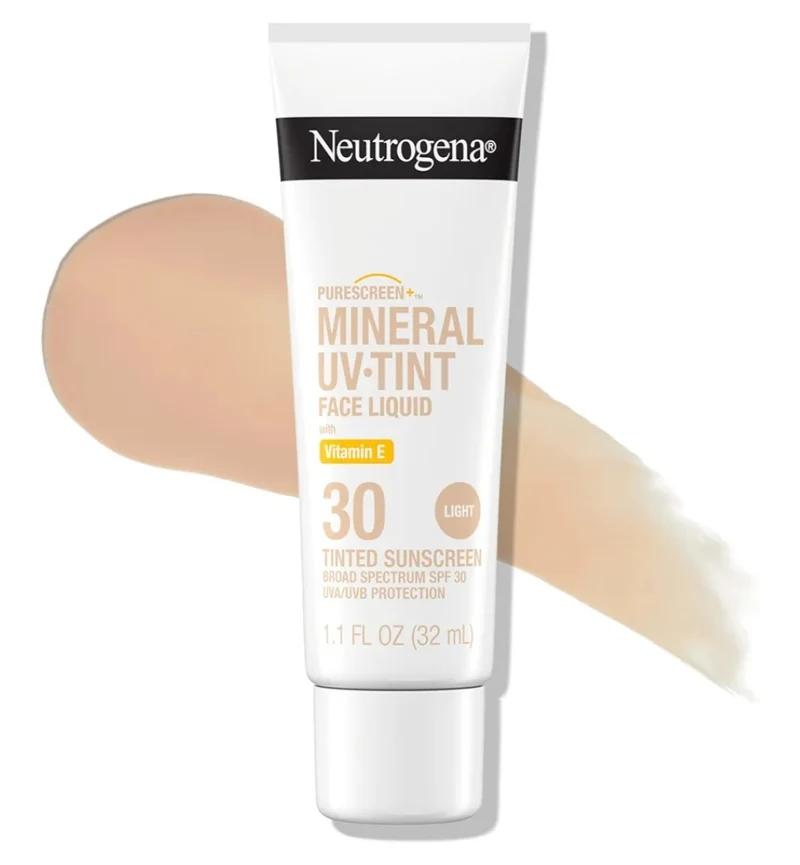 Neutrogena Purescreen+ Tinted Sunscreen for Face with SPF 30 w/ Zinc Oxide and Vitamin E, Water Resistant Light- (1.1 fl oz)