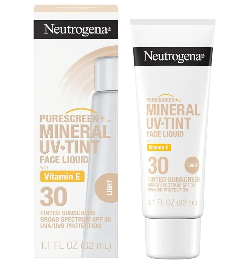 Neutrogena Purescreen+ Tinted Sunscreen for Face with SPF 30 w/ Zinc Oxide and Vitamin E, Water Resistant Light- (1.1 fl oz)