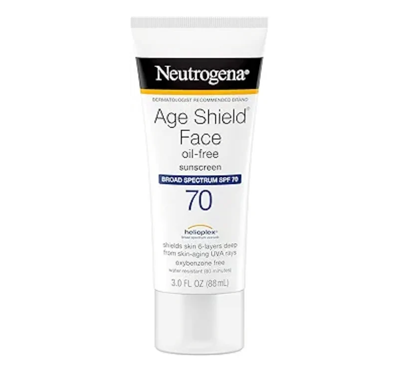 Neutrogena Age Shield Face Oil-Free Sunscreen Lotion with Broad Spectrum SPF 70, Non-Comedogenic Moisturizing 3 fl. oz (Pack of 3)