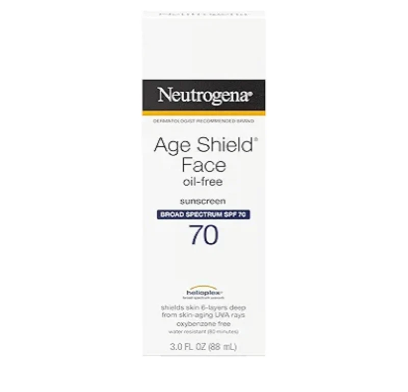 Neutrogena Age Shield Face Oil-Free Sunscreen Lotion with Broad Spectrum SPF 70, Non-Comedogenic Moisturizing 3 fl. oz (Pack of 3)