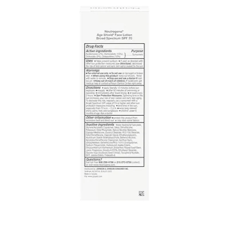 Neutrogena Age Shield Face Oil-Free Sunscreen Lotion with Broad Spectrum SPF 70, Non-Comedogenic Moisturizing 3 fl. oz (Pack of 3)