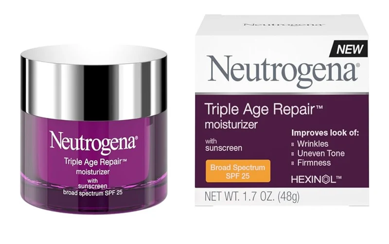 Neutrogena Triple Age Repair Face Moisturizer w/ Hexinol Vitamin C (SPF 25) Visibly Reduces Wrinkles & Firms Skin (1.7 oz)