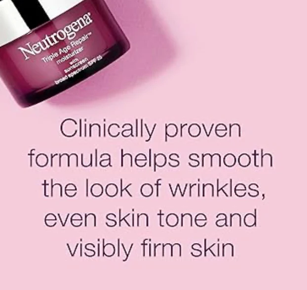 Neutrogena Triple Age Repair Face Moisturizer w/ Hexinol Vitamin C (SPF 25) Visibly Reduces Wrinkles & Firms Skin (1.7 oz)
