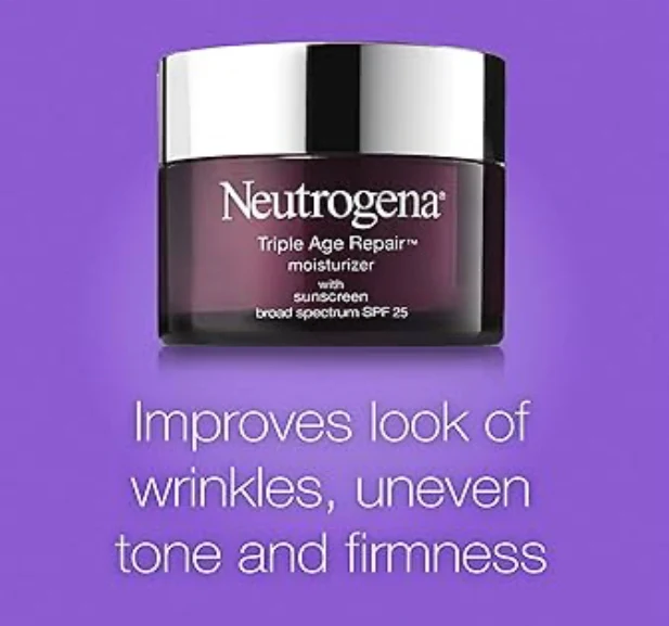 Neutrogena Triple Age Repair Face Moisturizer w/ Hexinol Vitamin C (SPF 25) Visibly Reduces Wrinkles & Firms Skin (1.7 oz)