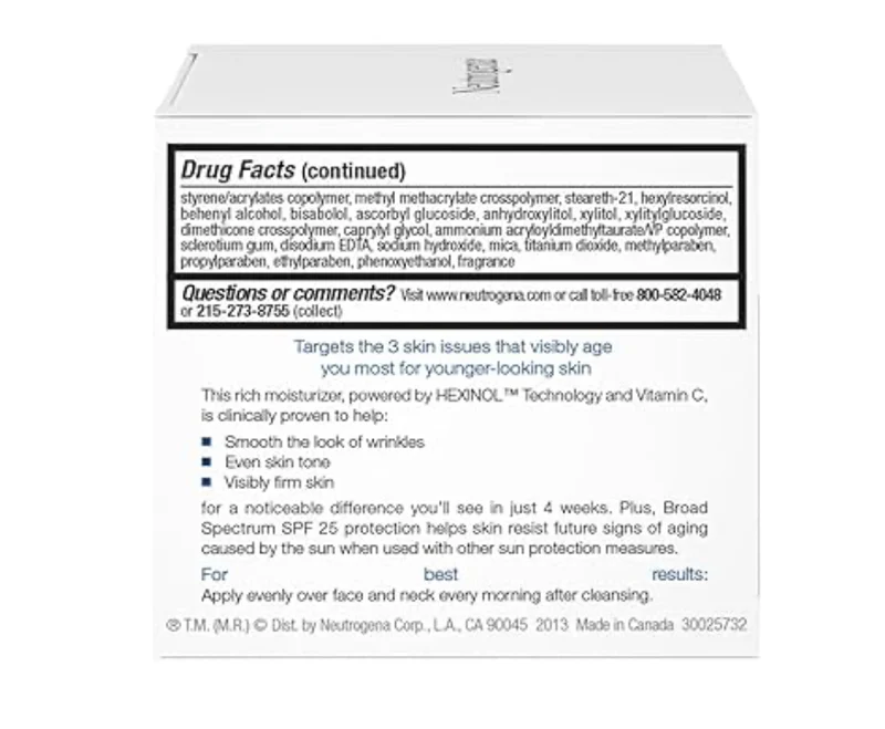 Neutrogena Triple Age Repair Face Moisturizer w/ Hexinol Vitamin C (SPF 25) Visibly Reduces Wrinkles & Firms Skin (1.7 oz)