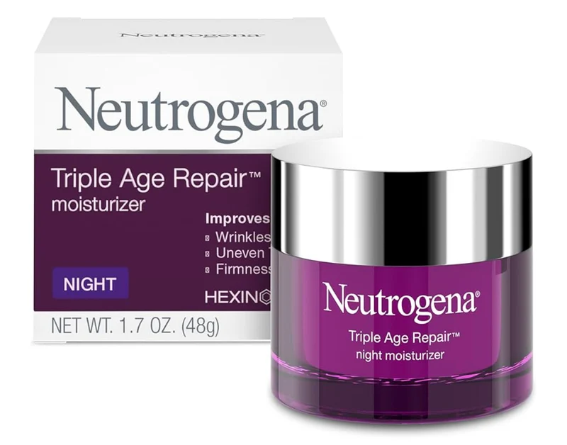 Neutrogena Triple Age Repair Night Face Moisturizer w/ Hexinol & Vitamin C, Anti-Wrinkle Cream - (1.7 oz)