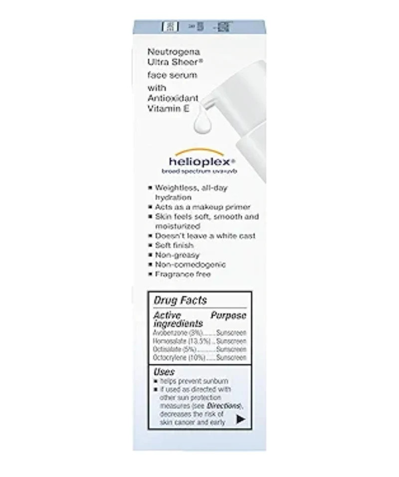 Neutrogena Ultra Sheer Face Sunscreen with Vitamin E & SPF 60 UVA/UVB Protection Fragrance-Free Water-Resistant - 1.7 Fl Oz