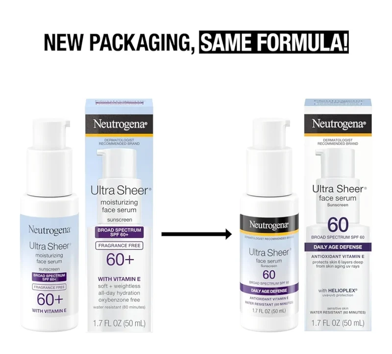Neutrogena Ultra Sheer Face Sunscreen with Vitamin E & SPF 60 UVA/UVB Protection Fragrance-Free Water-Resistant - 1.7 Fl Oz