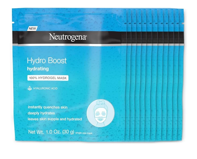 Neutrogena Hydro Boost Moisturizing & Hydrating 100% Hydrogel Sheet Mask for Dry Skin with Hyaluronic Acid -1 oz (12 Pack)