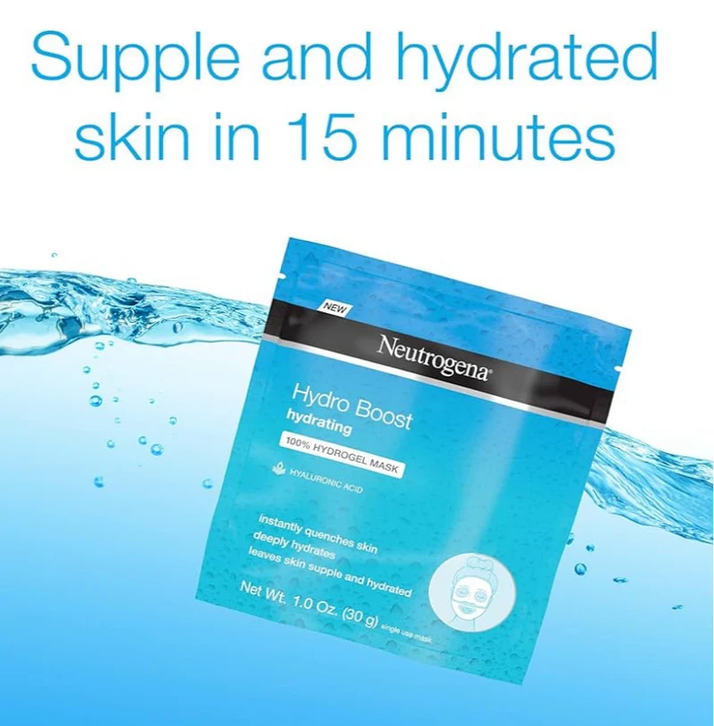 Neutrogena Hydro Boost Moisturizing & Hydrating 100% Hydrogel Sheet Mask for Dry Skin with Hyaluronic Acid -1 oz (12 Pack)