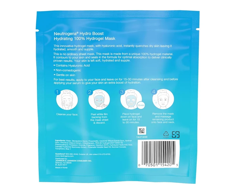 Neutrogena Hydro Boost Moisturizing & Hydrating 100% Hydrogel Sheet Mask for Dry Skin with Hyaluronic Acid -1 oz (12 Pack)