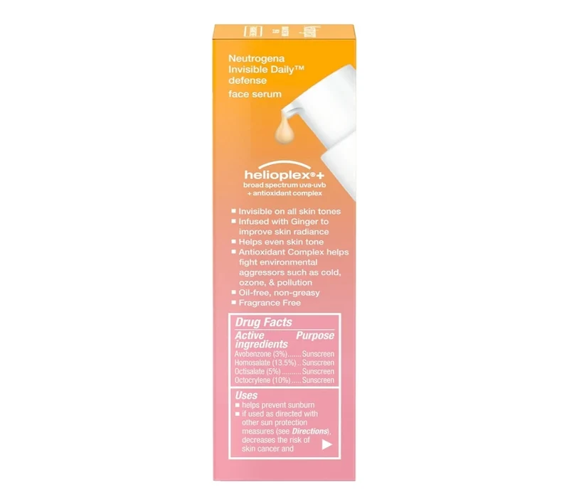 Neutrogena Invisible Daily Defense Broad Spectrum SPF 60 Antioxidants Hydrating Face Sunscreen Serum Fragrance Free (1.7 Fl Oz)