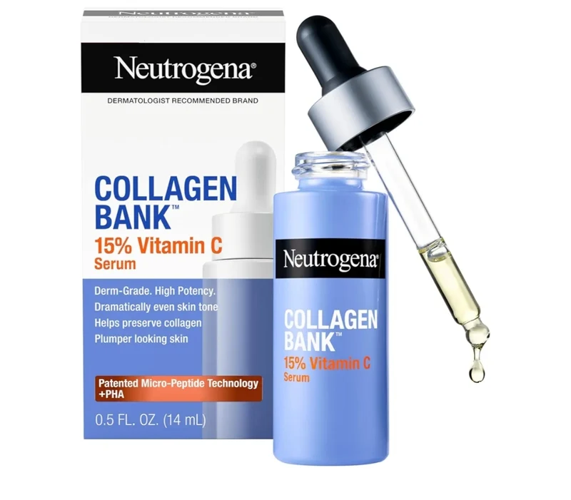 Neutrogena Collagen Vitamin C Face Serum Uneven Skin Tone Treatment, Fragrance Free (0.5 fl. oz)