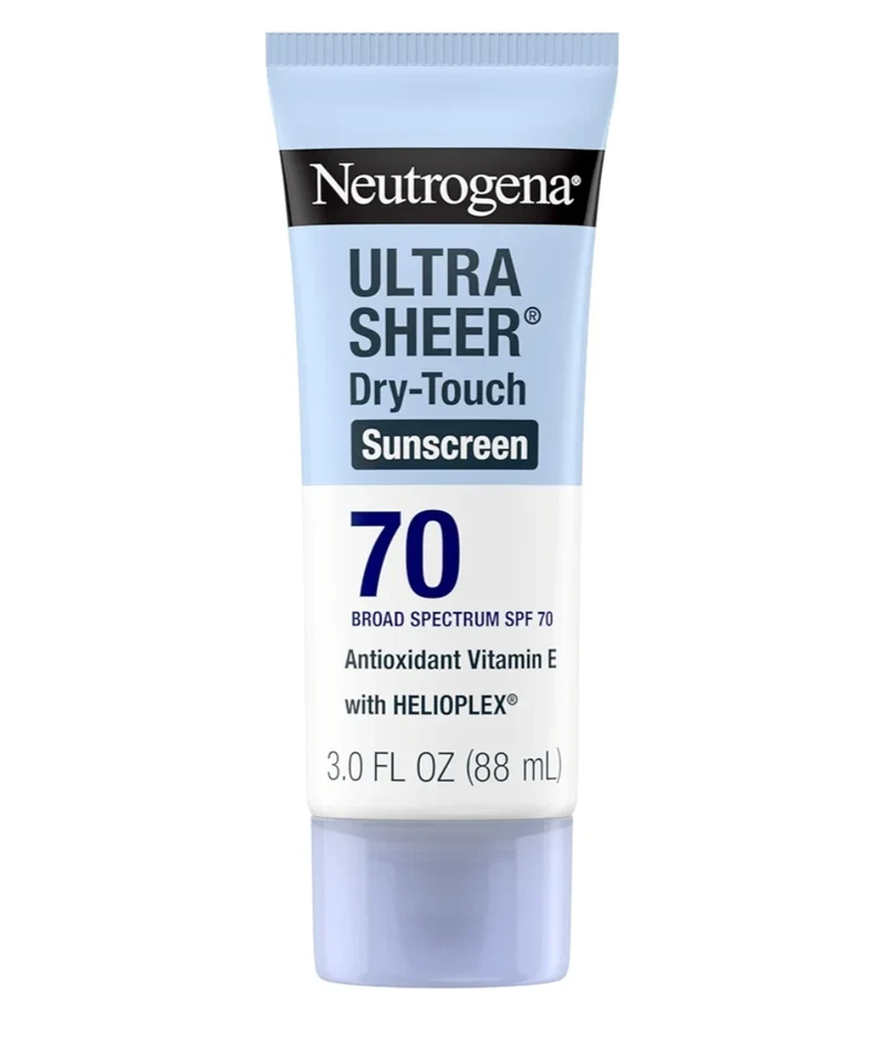 Neutrogena Ultra Sheer Dry-Touch Sunscreen Lotion SPF 70 Broad Spectrum, Water Resistant Oil-Free Matte Finish Travel Size (3 Fl Oz)