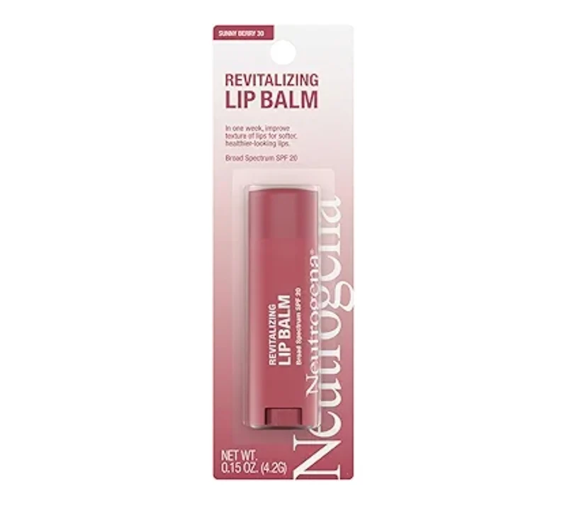 Neutrogena Revitalizing Tinted Lip Balm Broad Spectrum SPF 20 Moisturizing Lip Balm with a Sheer Tint for Softer Sheer Sunny Berry 30, (.15 oz)