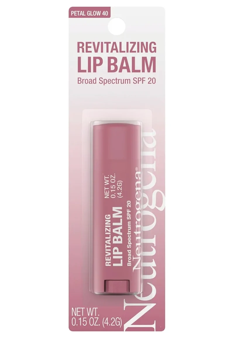 Neutrogena Revitalizing Tinted Lip Balm Broad Spectrum SPF 20 Sunscreen Lip Balm with a Sheer Tint for Softer Sheer Petal Glow 40, (.15 oz)