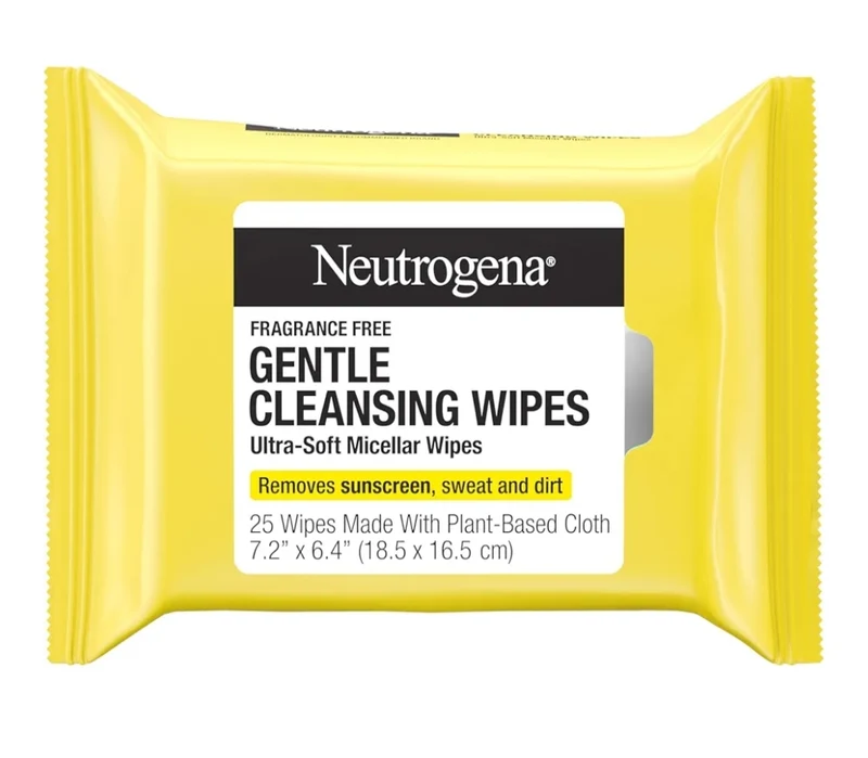Neutrogena Gentle Facial Cleansing Wipes Ultra-Soft Micellar Cleansing Wipes Fragrance Free For Sensitive Skin, Hypoallergenic (25 ct)