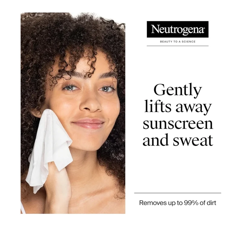 Neutrogena Gentle Facial Cleansing Wipes Ultra-Soft Micellar Cleansing Wipes Fragrance Free For Sensitive Skin, Hypoallergenic (25 ct)