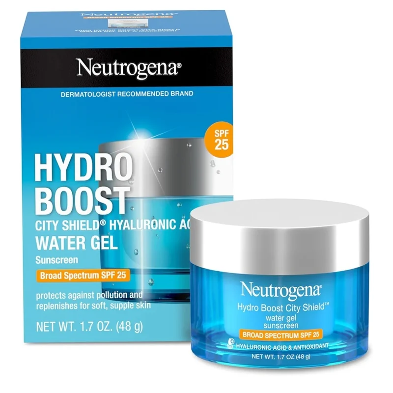 Neutrogena Hydro Boost City Shield Water Gel Face Moisturizer SPF 25 w/ Hyaluronic Acid Oil-Free and Non-Comedogenic (1.7 oz)