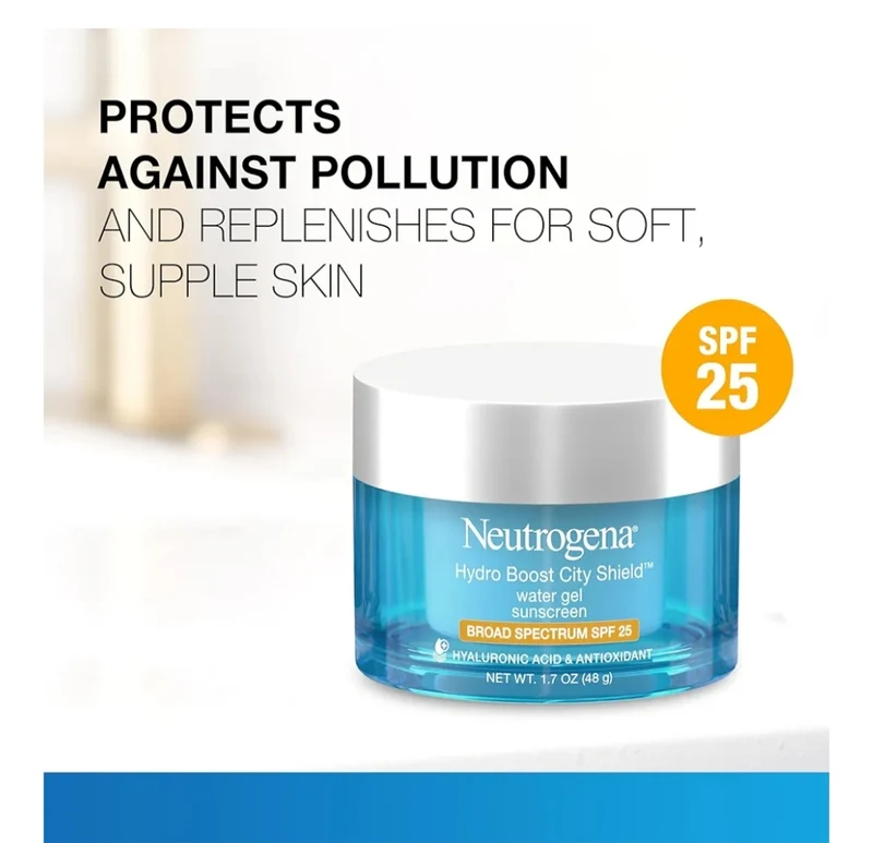 Neutrogena Hydro Boost City Shield Water Gel Face Moisturizer SPF 25 w/ Hyaluronic Acid Oil-Free and Non-Comedogenic (1.7 oz)