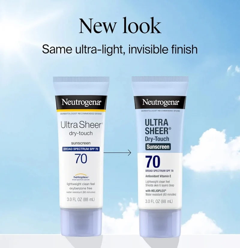 Neutrogena Ultra Sheer Dry-Touch Sunscreen Lotion SPF 70 Water Resistant Oil-Free Matte Finish (Travel Size 3 Fl Oz)