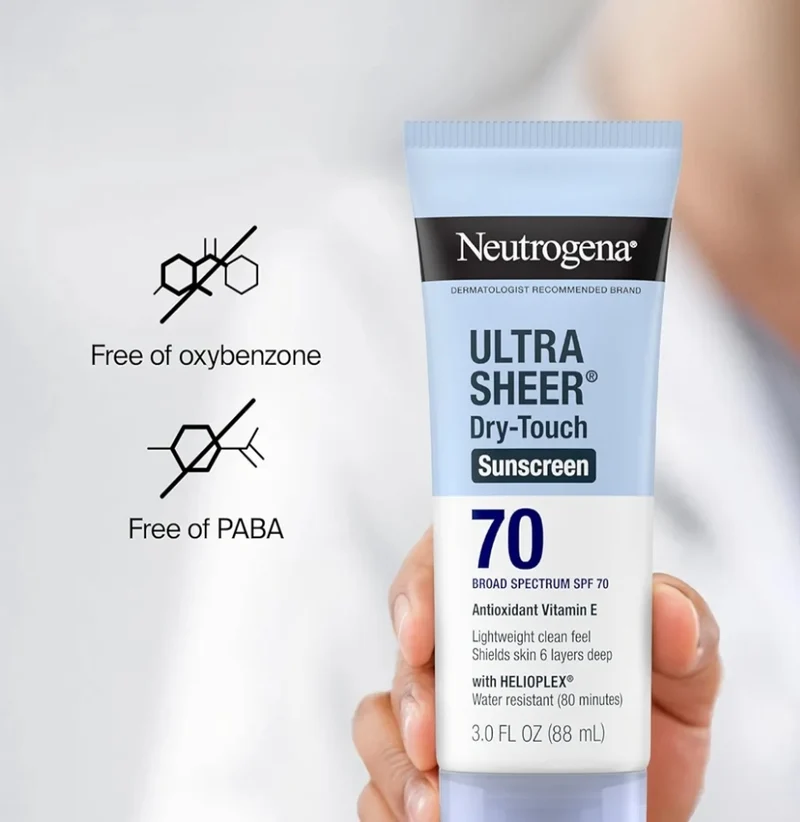 Neutrogena Ultra Sheer Dry-Touch Sunscreen Lotion SPF 70 Water Resistant Oil-Free Matte Finish (Travel Size 3 Fl Oz)