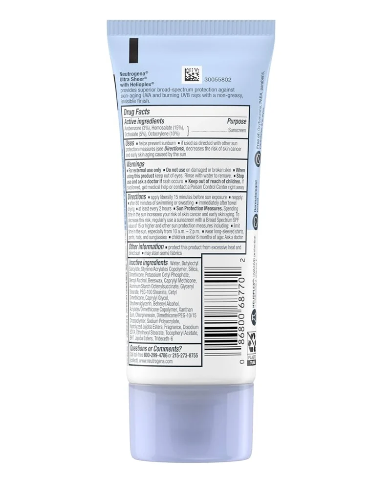 Neutrogena Ultra Sheer Sunscreen Lotion SPF 70 Water Resistant Oil-Free (3 Fl Oz Pack of 2)