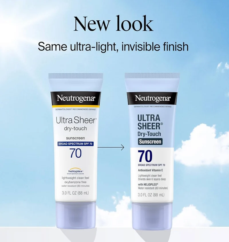 Neutrogena Ultra Sheer Sunscreen Lotion SPF 70 Water Resistant Oil-Free (3 Fl Oz Pack of 2)