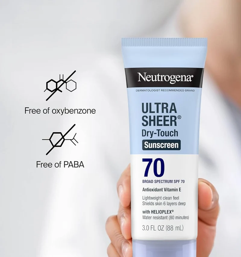 Neutrogena Ultra Sheer Sunscreen Lotion SPF 70 Water Resistant Oil-Free (3 Fl Oz Pack of 2)
