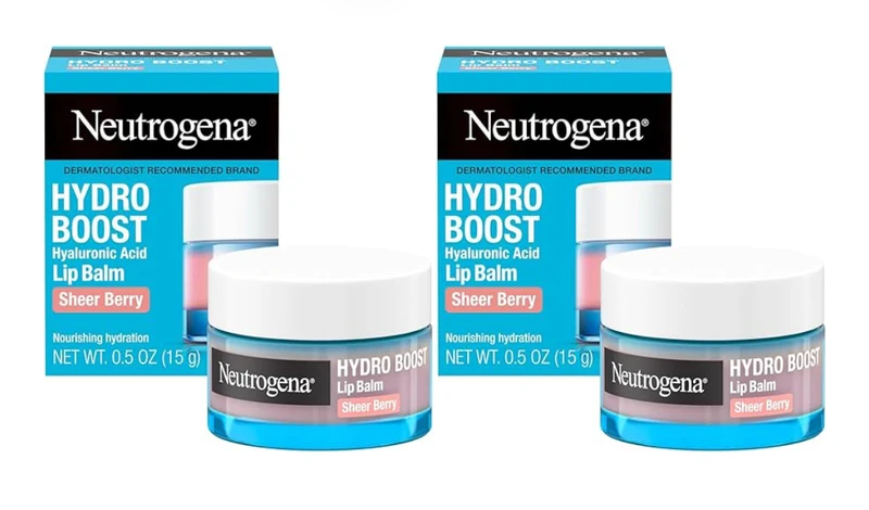 Neutrogena Hydro Boost Hyaluronic Acid Lip Balm Hydrated, Sheer Pink Tinted Sheer Berry 0.5 oz (Pack of 2)