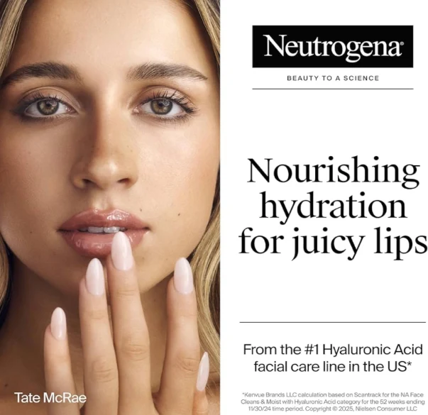 Neutrogena Hydro Boost Hyaluronic Acid Lip Balm Hydrated, Sheer Pink Tinted Sheer Berry 0.5 oz (Pack of 2)